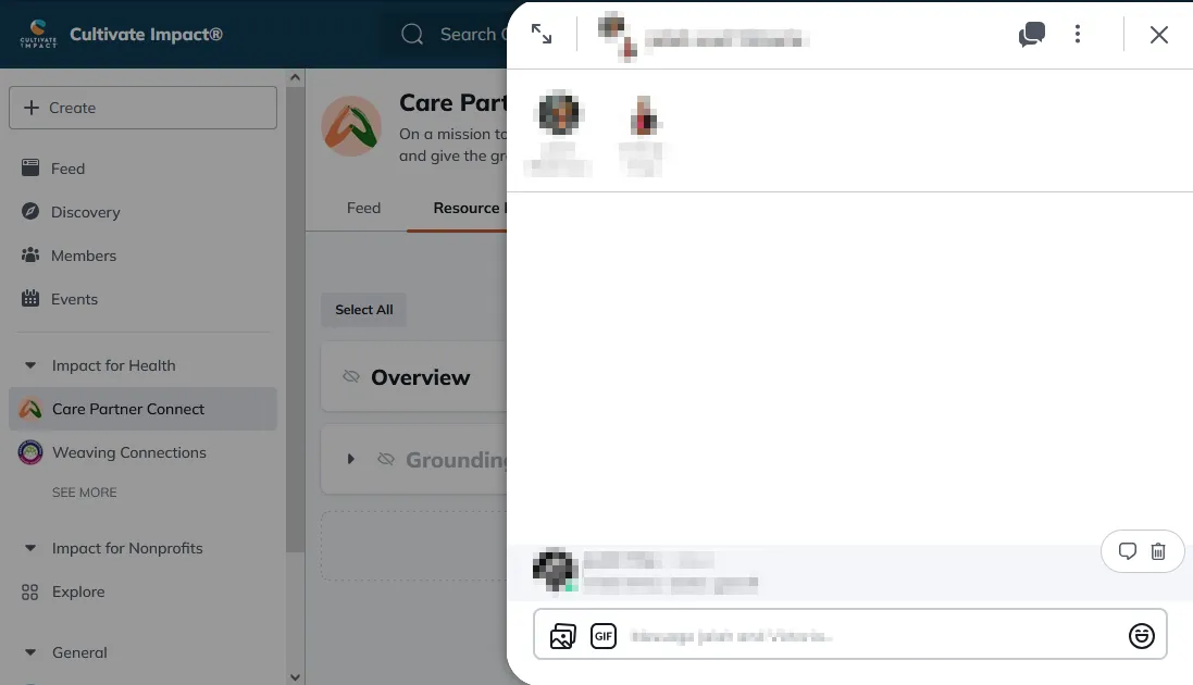 a screenshot of the cohort community webpage. A menu on the left shows community spaces, the middle shows the AKALAKA community page, and a chat window is open on the left.